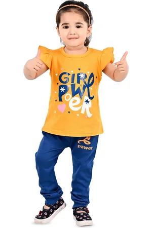 BAESD Girls Typography Printed Cotton Top with Trousers