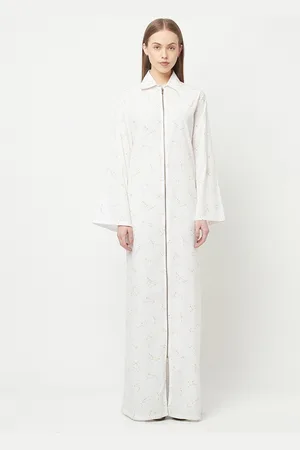 Crimsoune Club Abstract Printed Slit Sleeves Pure Cotton Maxi Dress