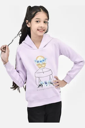 Crimsoune Club Girls Graphic Printed Cotton Sweatshirt