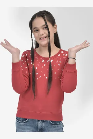 Crimsoune Club Girls Conversational Printed Cotton Pullover