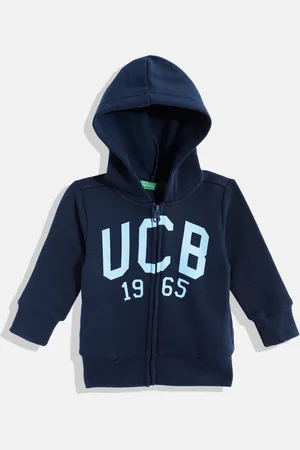 Benetton Boys Brand Logo Print Hooded Sweatshirt