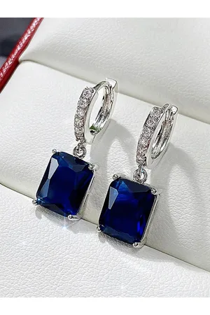 Designs & You Silver-Plated Cubic Zirconia Rectangular Hoop Earrings