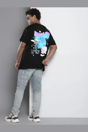 Boohoo Oversized Printed Back Drop-Shoulder Sleeves Pure Cotton T-shirt