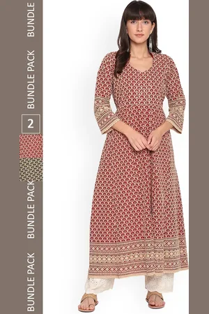 Kalini Pack of 2 Ethnic Motifs Embroidered Panelled Chikankari A-Line Kurta