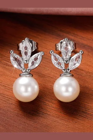 Designs & You Silver Plated American Diamond Studded Contemporary Drop Earrings