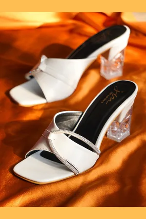 JM Looks Embellished Open Toe Block Heels