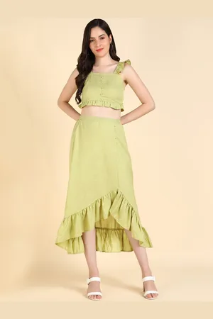 Mast & Harbour Shoulder Straps Ruffles Top & Skirt
