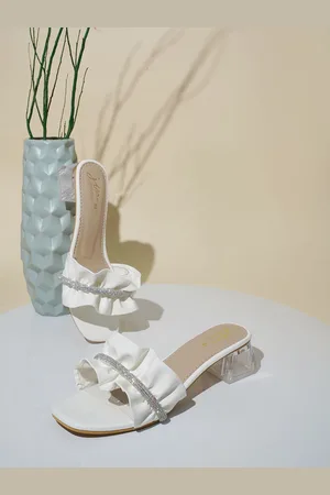 JM Looks Embellished Open Toe Block Heels