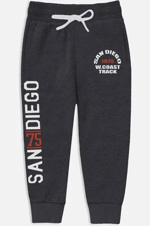 Miss & Chief Boys Grey Printed Pure Cotton Joggers