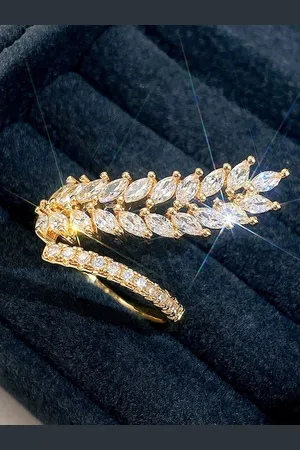 Designs & You Gold-Plated CZ Stone-Studded Adjustable Finger Ring
