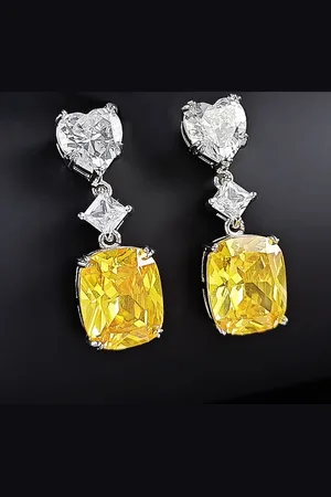 Designs & You Silver-Plated Cubic Zirconia Heart Shaped Drop Earrings