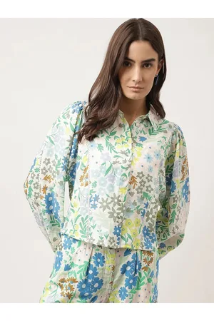 Marks & Spencer Floral Printed Lace Insert Shirt Style Top