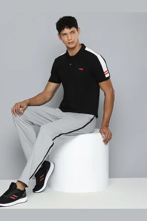 HRX Men Self Design Polo Collar T-shirt