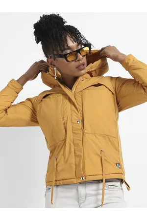 Campus Women Yellow Windcheater Longline Outdoor Sporty Jacket