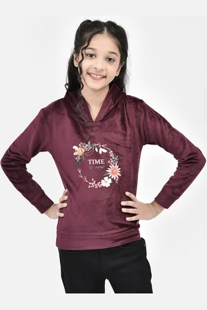 Crimsoune Club Girls Typography Printed Cotton Sweatshirt