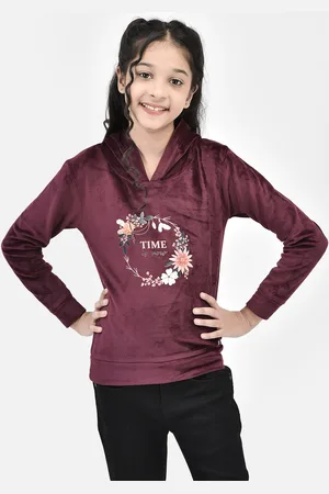 Crimsoune Club Girls Typography Printed Cotton Sweatshirt