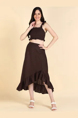Mast & Harbour Shoulder Straps Ruffles Top & Skirt