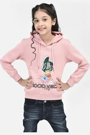 Crimsoune Club Girls Graphic Printed Cotton Sweatshirt