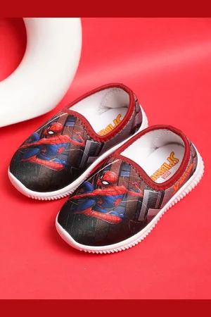 Kidsville Boys Spiderman Printed Textile Comfort Insole Contrast Sole Slip On Sneakers