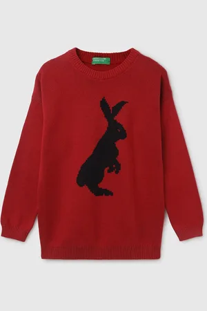 Benetton Boys Red & Black Printed Pullover