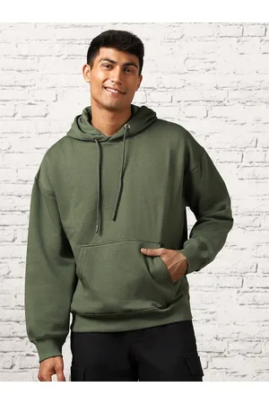 NOBERO Men Oversized Solid Hooded Sweatshirt