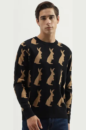 Benetton Conversational Printed Cotton Pullover Sweater