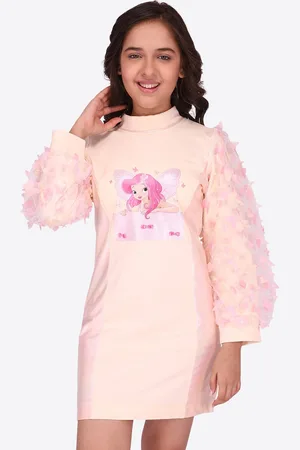 CUTECUMBER Girls Graphic Printed High Neck Sheath Dress