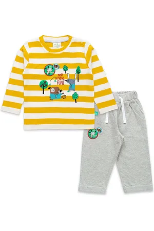 Juscubs Boys Striped Pure Cotton T-shirt With Pyjamas