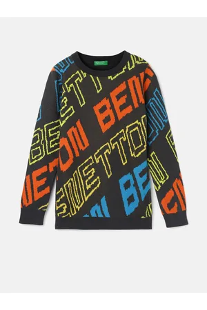 Benetton Boys Typography Printed Cotton Pullover