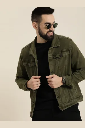HERE&NOW Solid Spread Collar Denim Jacket