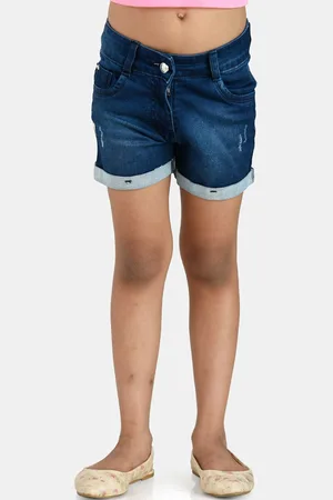 Peppermint Girls Washed High-Rise Pure Cotton Denim Shorts