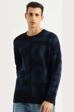 Benetton Typography Printed Round Neck Cotton Pullover
