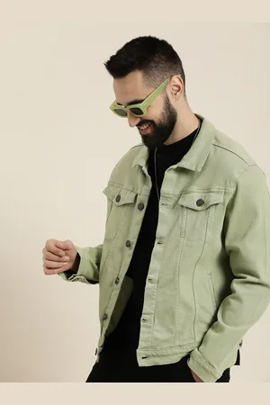 HERE&NOW Solid Spread Collar Denim Jacket