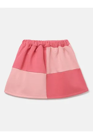 Benetton Girls Colourblocked Pure Cotton A Line Skirt