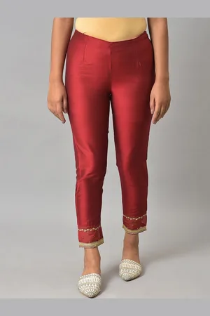 W Omen Hem Design Slim Fit Cigarette Trousers