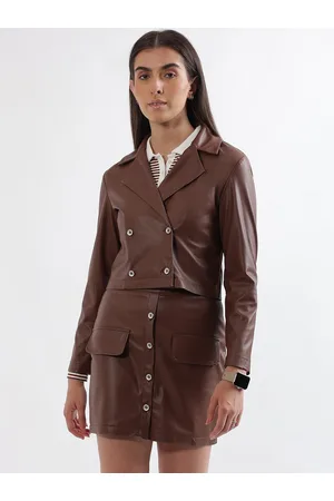Elle Notched Lapel Collar Double-Breasted Crop Blazer