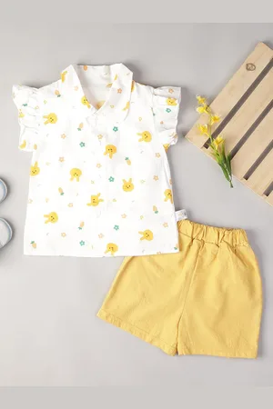 Bold N Elegant Girls Conversational Printed Pure Cotton Shirt with Shorts