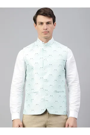Richlook Woven Design Mandarin Collar Nehru Jacket
