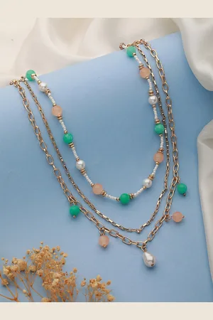 Jazz and Sizzle Gold-Toned & White Gold-Plated Layered Necklace