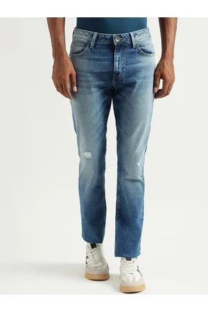 Benetton Men Straight Fit Mildly Distressed Heavy Fade Cotton Jeans