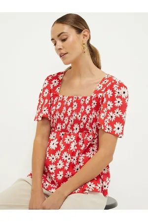 Dorothy Perkins Floral Print Flared Sleeve Smocked Empire Top