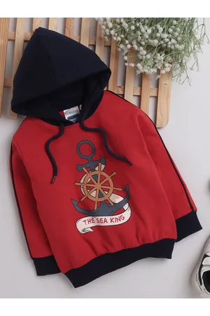 BUMZEE Boys Graphic Printed Hooded Cotton Pullover Sweatshirt