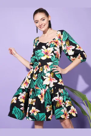 Cation Floral Print Fit & Flare Dress