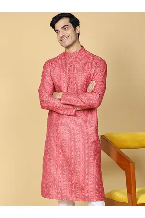 TABARD Bandhani Printed Mandarin Collar Pure Cotton Straight Kurta