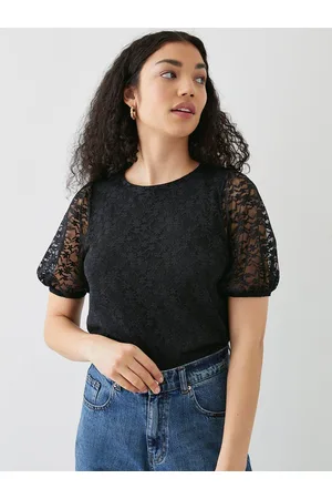 Dorothy Perkins Lace Insert Puff Sleeve Top
