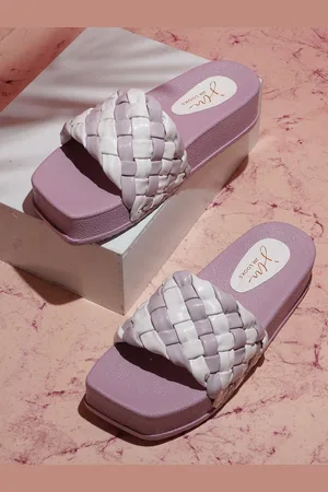 JM Looks Textured Open Toe Flatform Heels