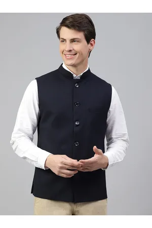 Richlook Woven Design Mandarin Collar Nehru Jacket