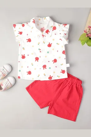 Bold N Elegant Girls Conversational Printed Pure Cotton Shirt with Shorts