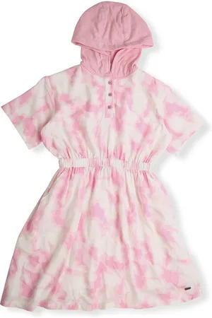 Pepe Jeans Girls Tie and Dye Printed Hooded Fit & Flare Dress
