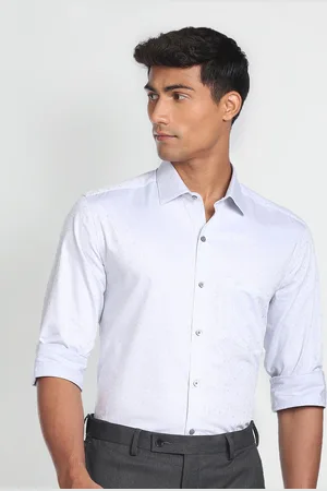 Arrow Floral Printed Spread Collar Chest Pocket Twill Pure Cotton Formal Shirt